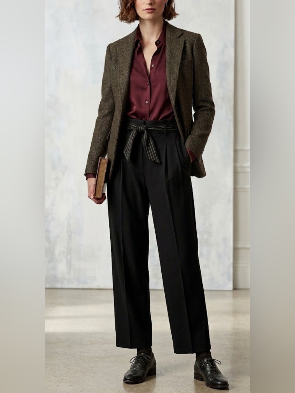 🇪🇸🐠TopShop Trousers Wide leg Size 6 Black Tie Waist Dark Academia Pants - Picture 10 of 10